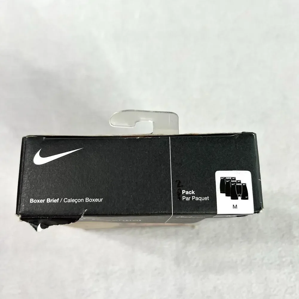 Nike Dri-FIT Essential Micro Men's Boxer Brief 2 Pack 5” inseam Medium Black NEW